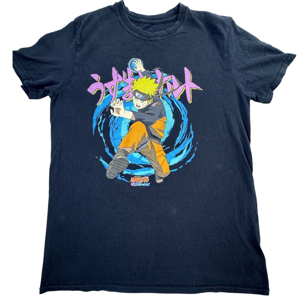 Naruto Shippuden Kids Graphic T-Shirt Black Naruto Uzumaki Rasengan Anime Tee M - Picture 1 of 9
